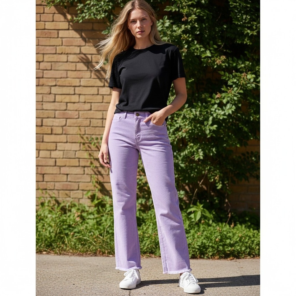 Billabong Free Fall Corduroy Pants Purple Wide Leg Raw Hem ABJNP00149 Size 29